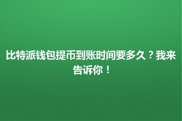 比特派钱包提币到账时间要多久？我来告诉你！