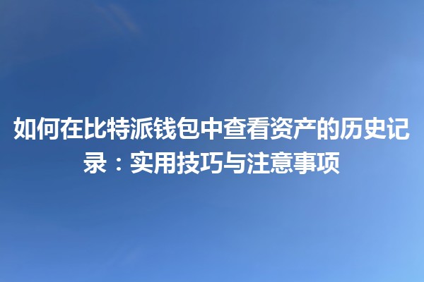 如何在比特派钱包中查看资产的历史记录：实用技巧与注意事项