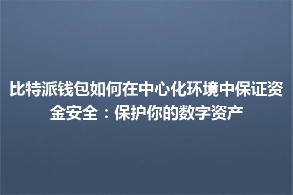 比特派钱包如何在中心化环境中保证资金安全：保护你的数字资产